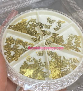 Gold Thin Metal Butterfly Nail Decals
