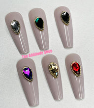 Load image into Gallery viewer, Gold Rims Teardrop Shape 3D Nail Charms Gems Jewel
