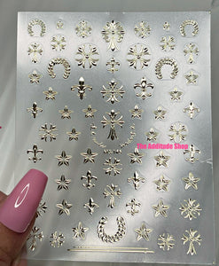 Gold Vintage Chrome Charms Nail Stickers