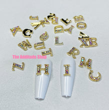 Load image into Gallery viewer, Gold &amp; Silver Colorful Letters 3D Nail Charms
