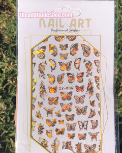 Gold Holographic Butterfly Nail Stickers
