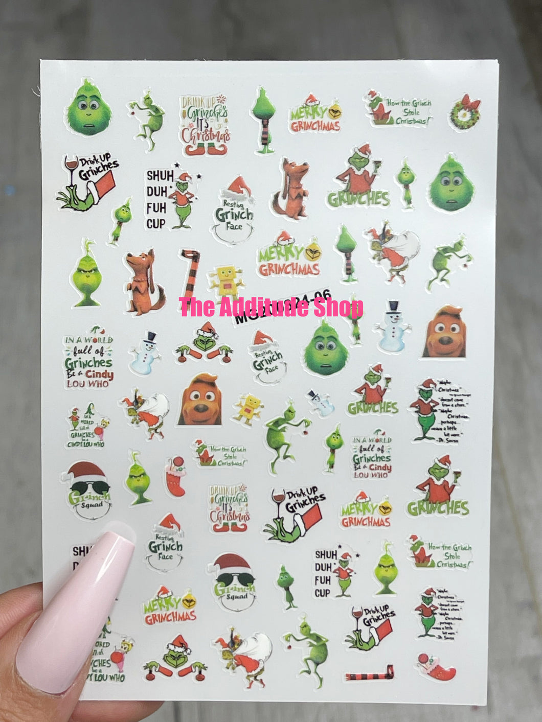 Green Grnch Christmas Nail Stickers