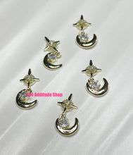 Load image into Gallery viewer, Half Moon Dangling Zircon Nail Decals Charms-5 pieces
