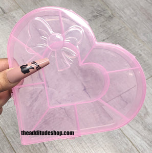 9 Grids Pink Heart Storage Box for Charms