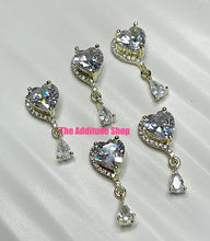 Load image into Gallery viewer, Crystal Dangling Hearts #2 3D Zircon Nail Charms (5 Pieces)
