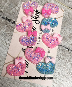 Hearts with Bow 3D Charms Nail-10 Pieces