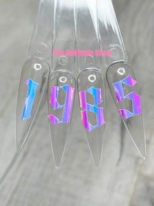 Holographic Big Numbers Nail Stickers