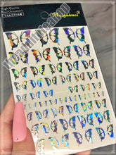 Load image into Gallery viewer, Silver Holographic Butterfly Nail Stickers #00
