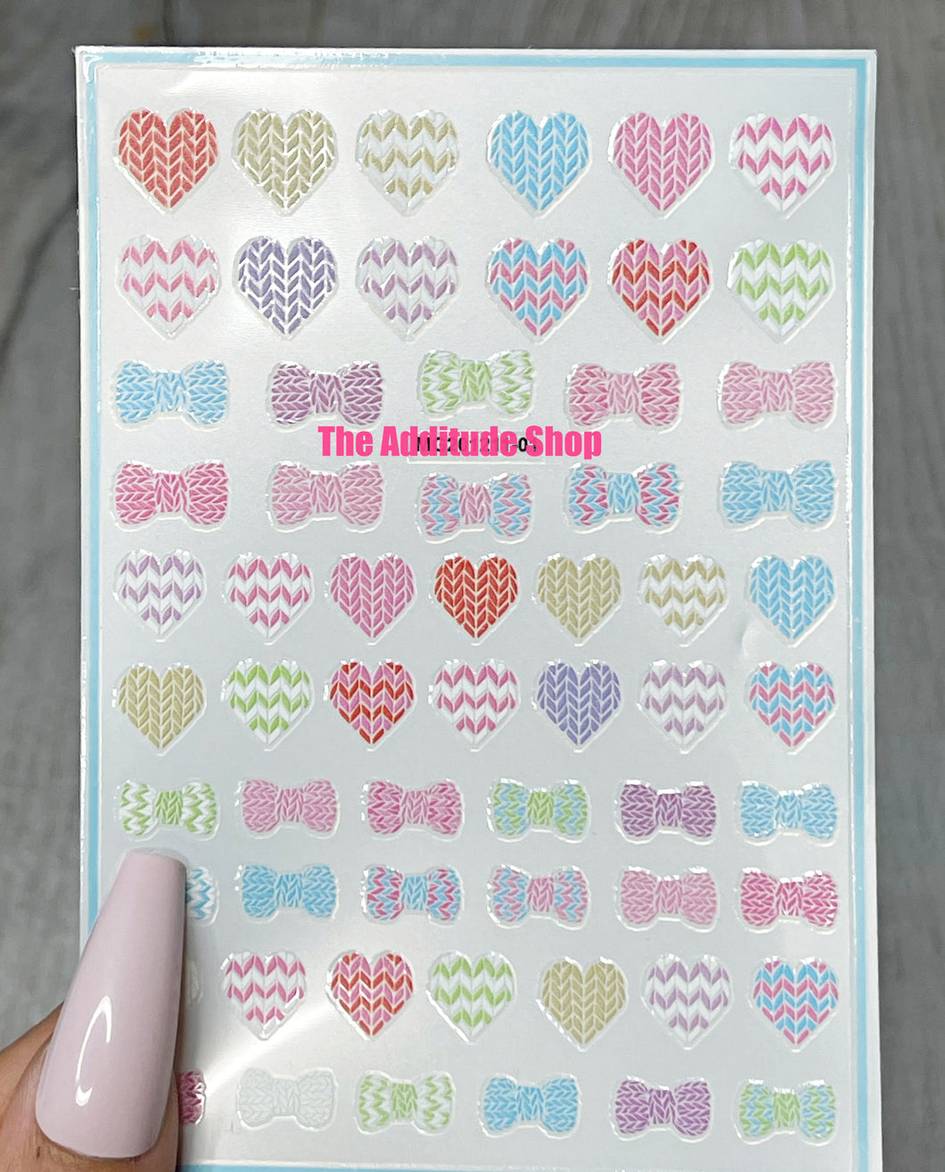 MG Knit Hearts Nail Stickers