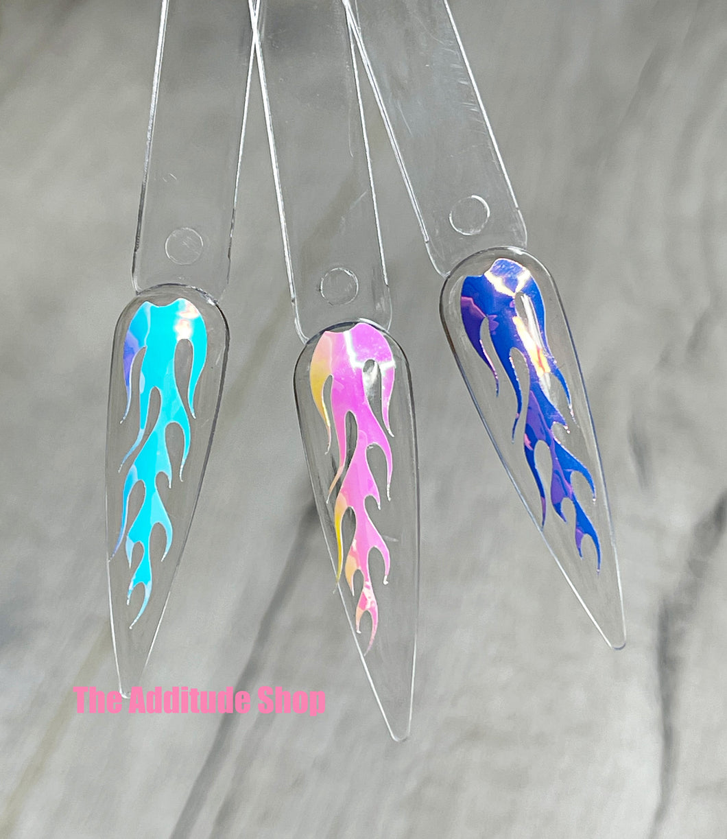 Extra Long Holographic Flames Nail Stickers