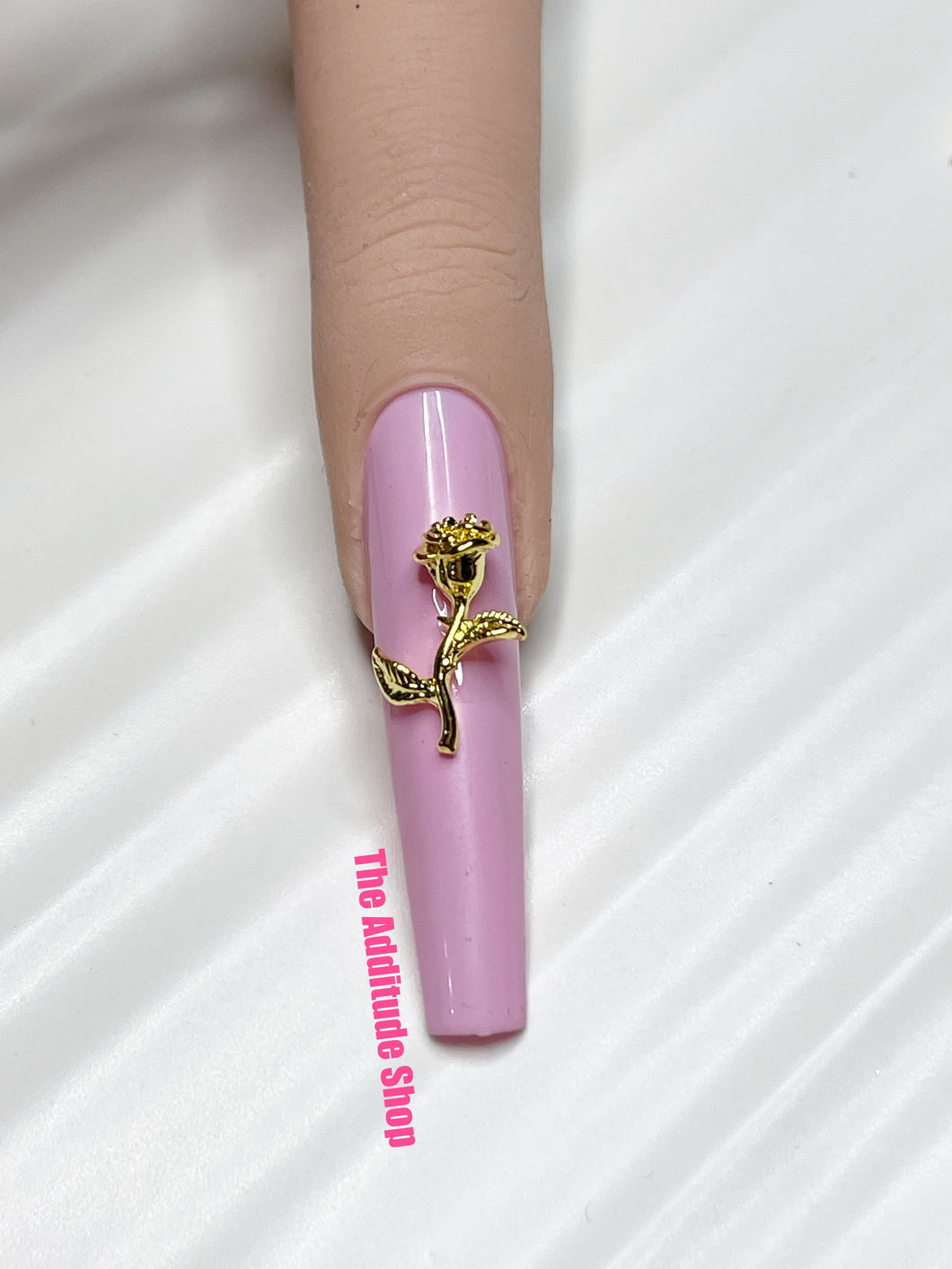 Long Gold Roses 3D Charms Nail-10 Pieces