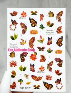 Fall Maple Leaves Butterfly Nail Stickers