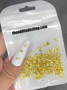 Mini Gold Hearts Nail Charms Decals Stud