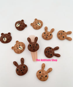 Mixed 2 Colors Brown G Bunny 3D Nail Charms (10 Pieces)
