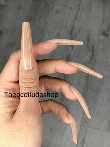 Nude 504 Soft Gel Pieces XL Coffin Full Cover Nail Tips