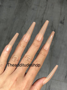 Nude 504 Soft Gel Pieces XL Coffin Full Cover Nail Tips