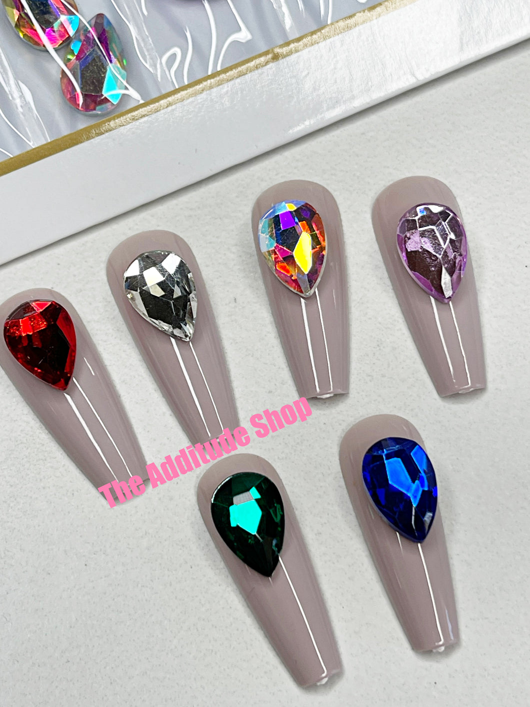 24 Pieces 9x13 Teardrop Shape 3D Nail Charms Gems Jewel
