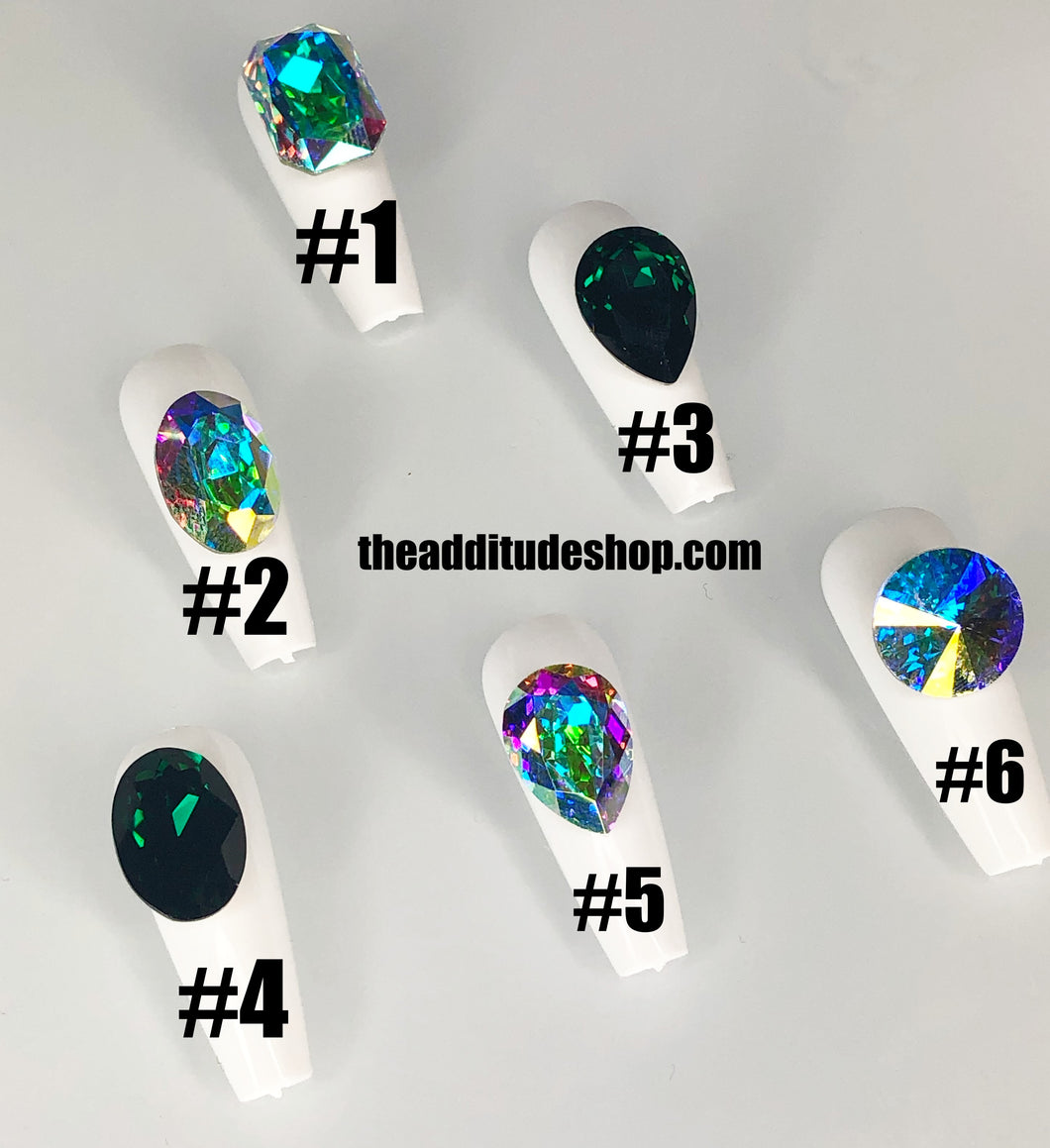 Oversized Pointy Back K9 Glass Big Gems Rhinestones Crystals-5 Pieces