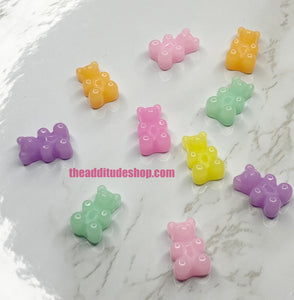 Pastel Color Bears 3D Nail Charms-20 Pieces