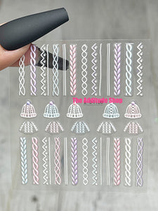 Pink Knit Beanies Christmas Nail Stickers