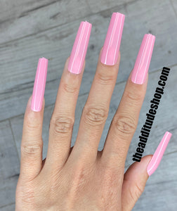 Pink- 500 Pieces Long Tapered Square Full Coverage Nail Tips