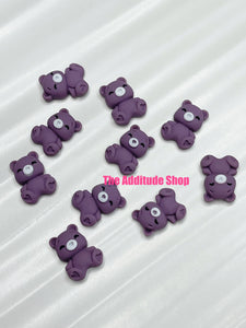 Purple Bear Resin Nail Charms-10 pieces