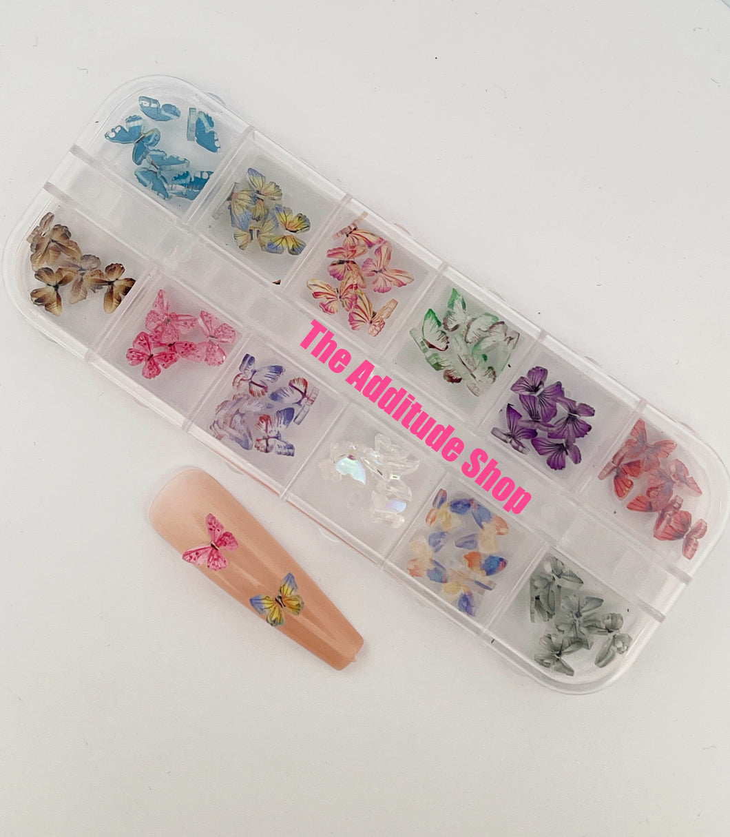 60 Pieces Butterfly Resin 3D Nail Charms #2