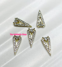 Load image into Gallery viewer, Gold Triangle with Clear Rhinestones Zircon 3D Nail Charms (5 Pieces)
