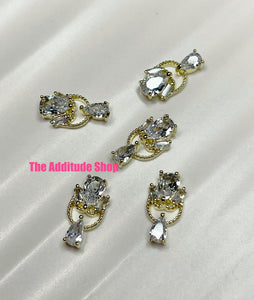 Rose Dangling Zircon Nail 3D Charms Rhinestones-5 Pieces