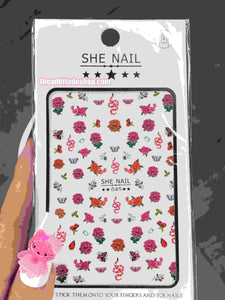 Red Roses Moon Nail Stickers