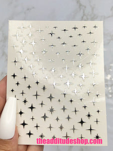 Silver Mini Stars Nail Stickers
