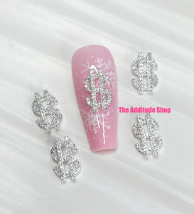 Money #2-Gold Zircon 3D Nail Charms (5 Pieces)