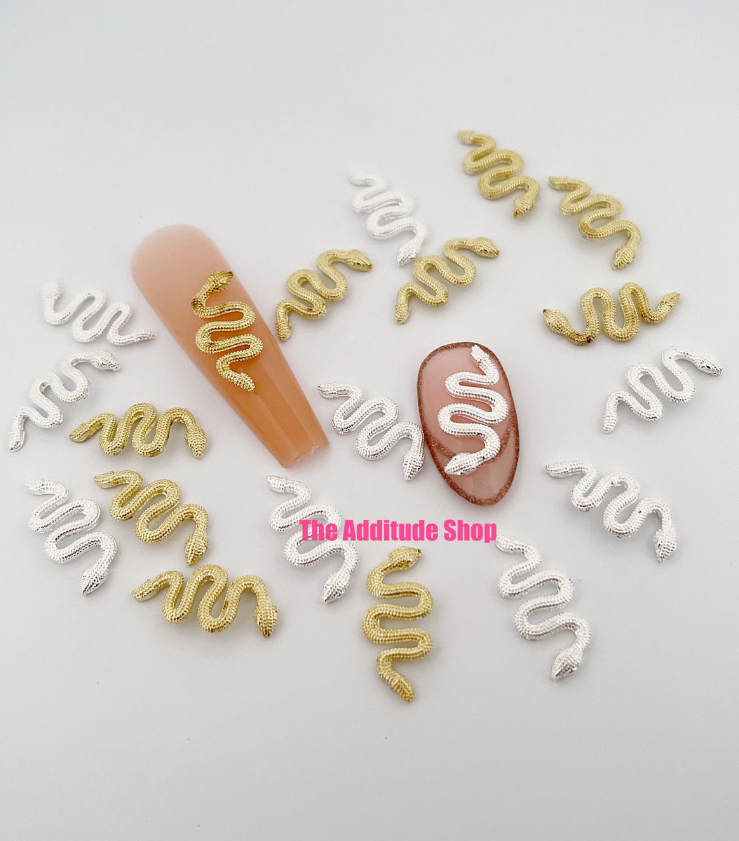 Regular Size Snakes 3D Nail Charms 210 Pieces The Additude Shop