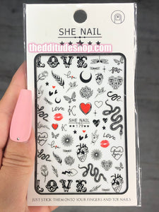 Snake Heart Nail Stickers