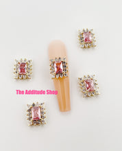 Load image into Gallery viewer, Pink &amp; Clear Rectangular Rhinestone Nail Zircon Charms-5 Pieces
