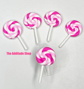 Swirl Pink Lollipop 3D Nail Charms-5 Pieces
