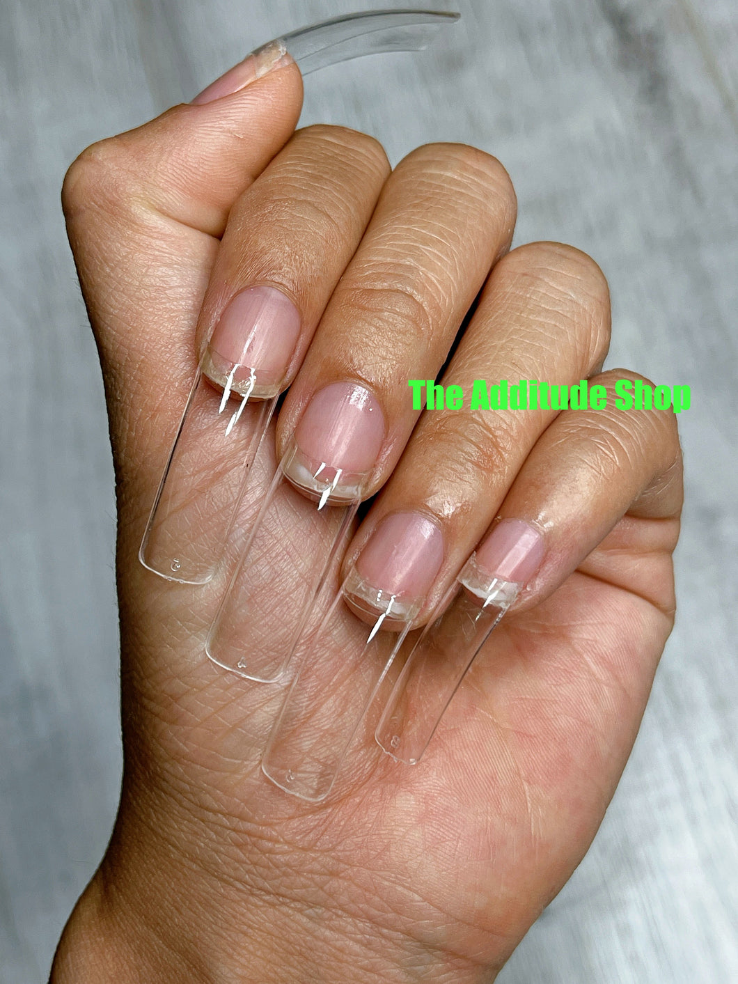 Crystal Clear Tapered Square Half Cover Nail Tips-Natural Side Curve