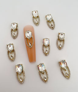 Teardrop with Rhinestones Rim 3D Nail Charms-10 Pieces