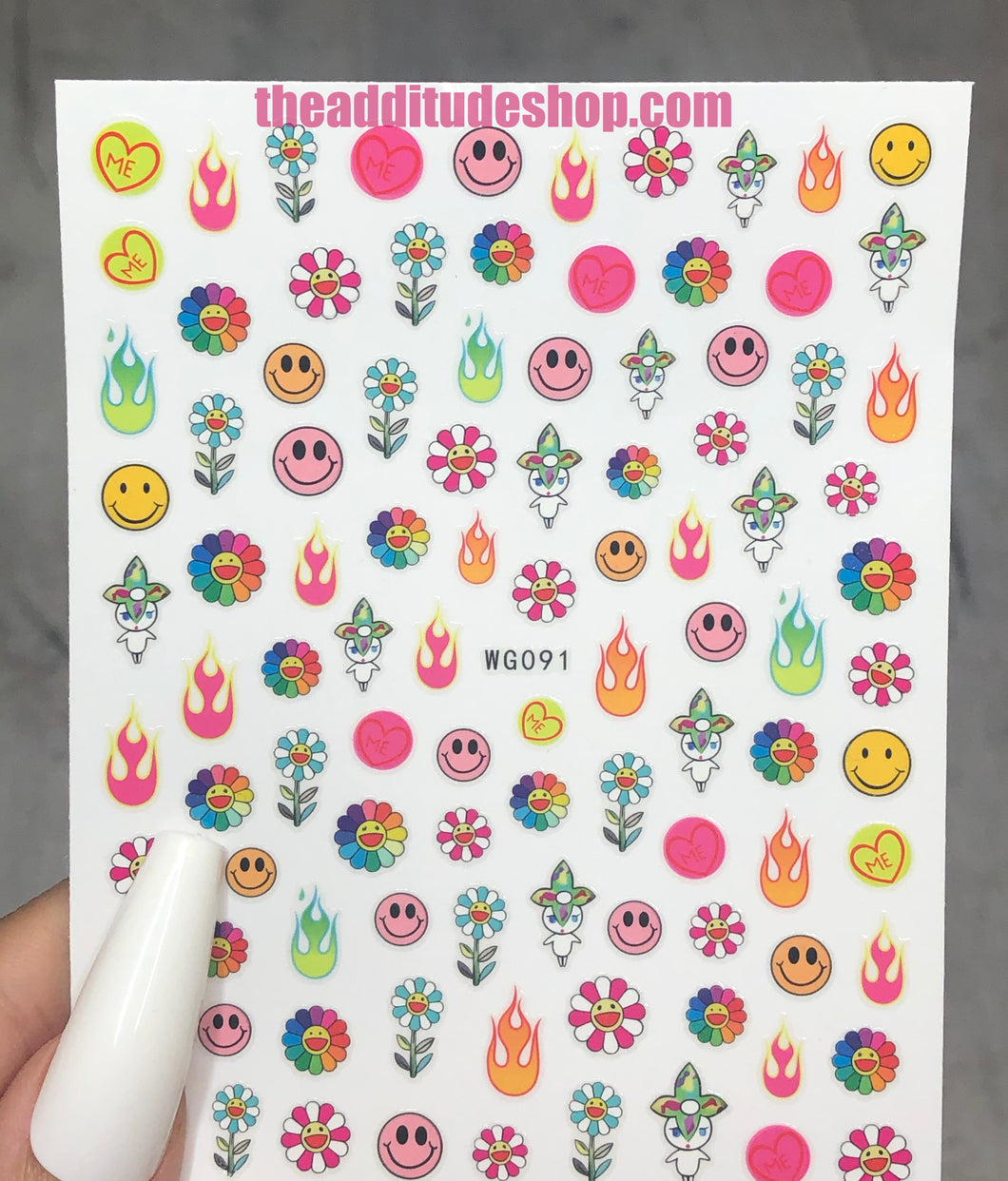 Colorful Flames Sunflowers Nail Stickers #91