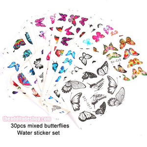 30 Pieces Butterfly Water Transfer Nail Decals Stickers