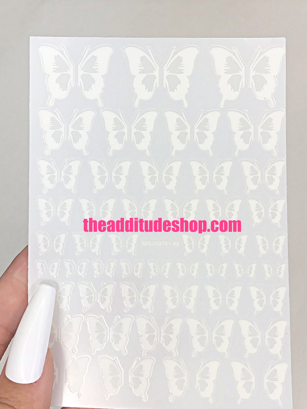 White MG Halfs Butterfly Nail Stickers