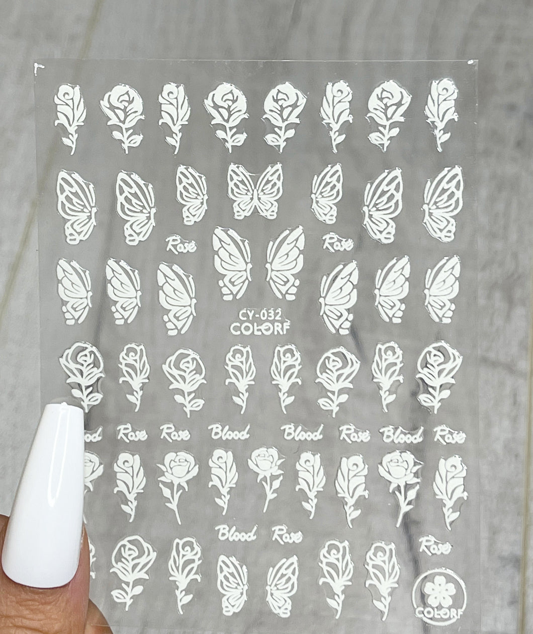 White Roses & Butterfly Lace Nail Stickers