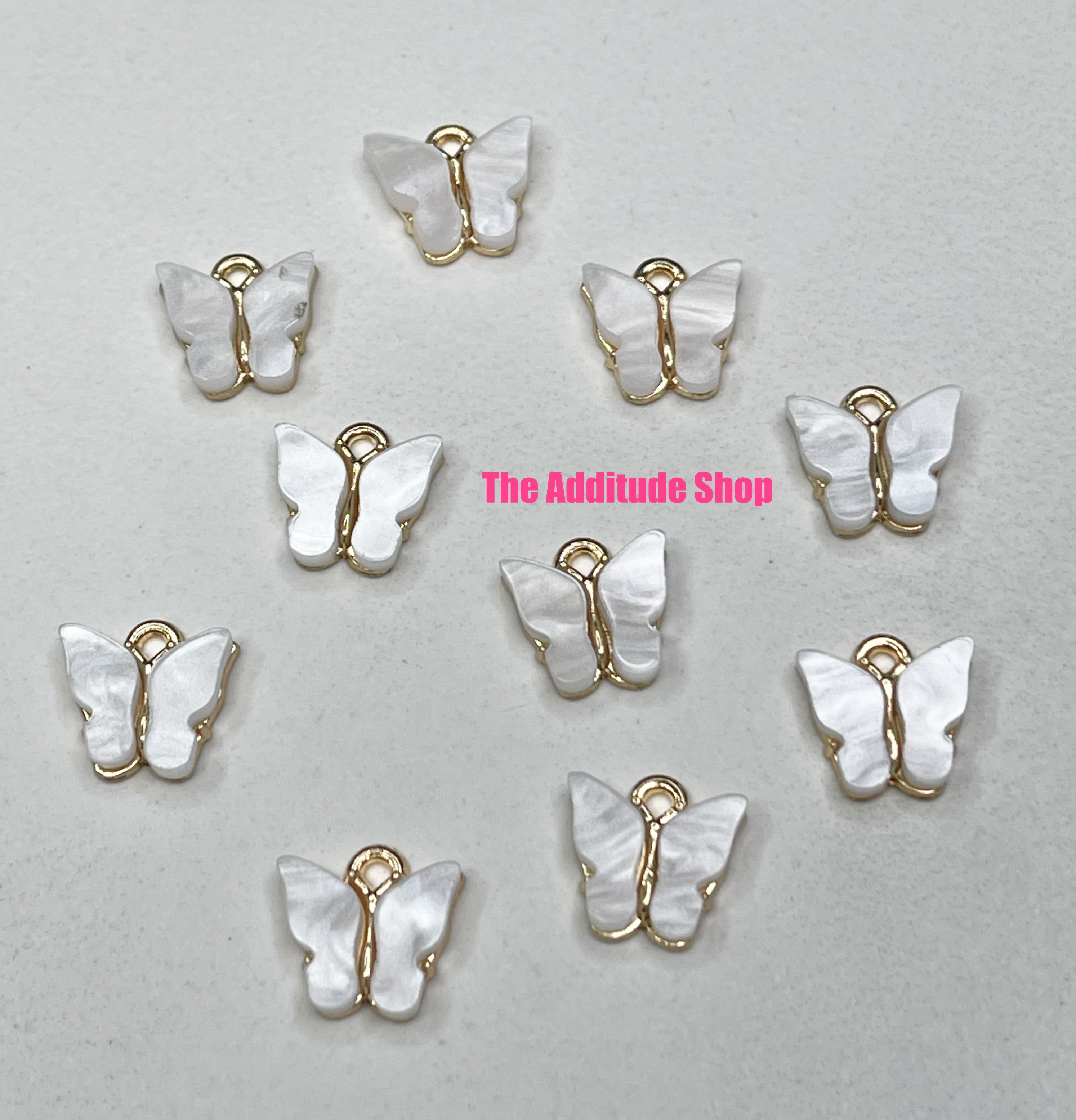 10Pcs Metal Dangle Nail Charms Moon/Star/Cat/Butterfly Design