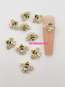 Yellow Bee Nail 3D Charms-10 Pieces