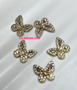 Zircon Butterfly #4 Nail Decals Charms-5 pieces