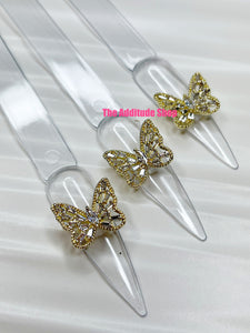 Zircon Crystal Butterfly Nail 3D Charms (5 Pieces)
