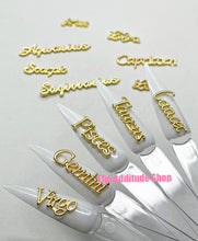 Load image into Gallery viewer, 12 Zodiac Words 3D Nail Charms
