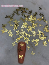 Load image into Gallery viewer, Gold Thin Metal Butterfly Nail Decals
