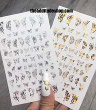 Load image into Gallery viewer, New Holographic Halfs Butterfly Nail Stickers-Gold &amp; Silver
