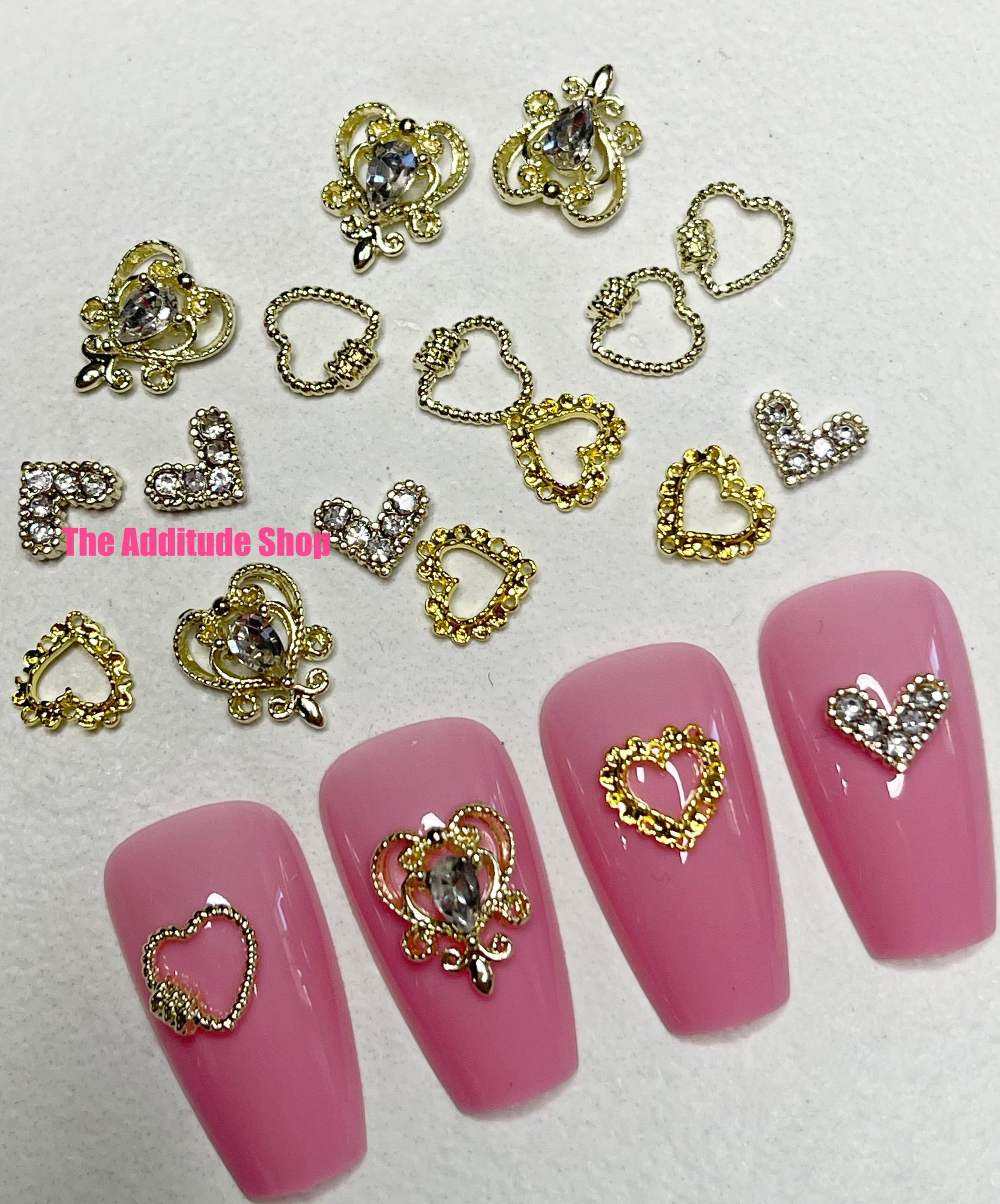Mixed 4 Designs Heart Valentine's Nail Charms-20 Pieces – The Additude Shop